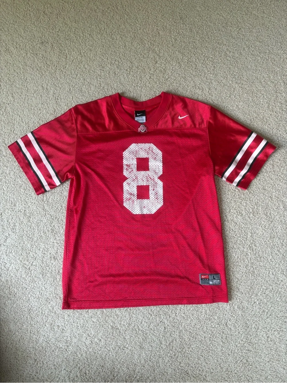 Nike Kids Red White #8 Football Jersey